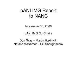 pANI IMG Report to NANC