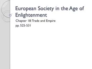 European Society in the Age of Enlightenment