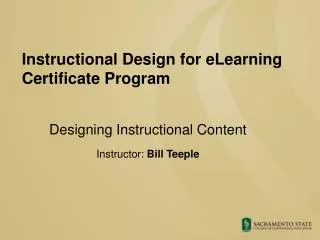 Instructional Design for eLearning Certificate Program