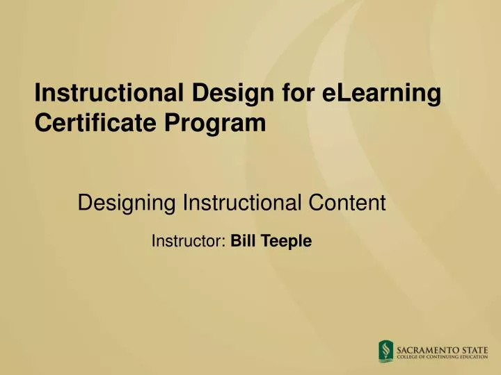 instructional design for elearning certificate program