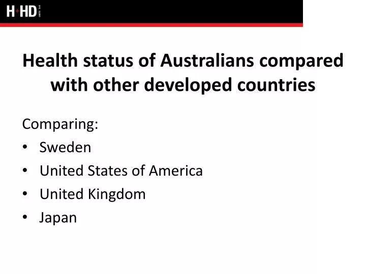 health status of australians compared with other developed countries