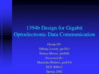 1394b Design for Gigabit Optoelectronic Data Communication