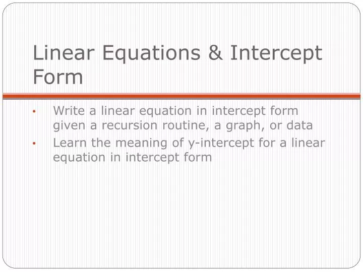 linear equations intercept form