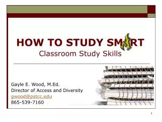 HOW TO STUDY SM RT Classroom Study Skills