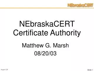 NEbraskaCERT Certificate Authority