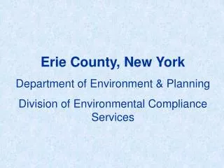 Erie County, New York Department of Environment &amp; Planning