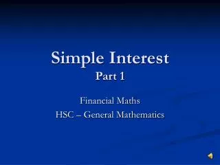 Simple Interest Part 1