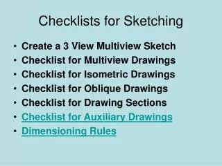 Checklists for Sketching