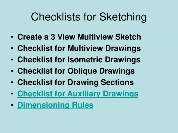 checklists for sketching