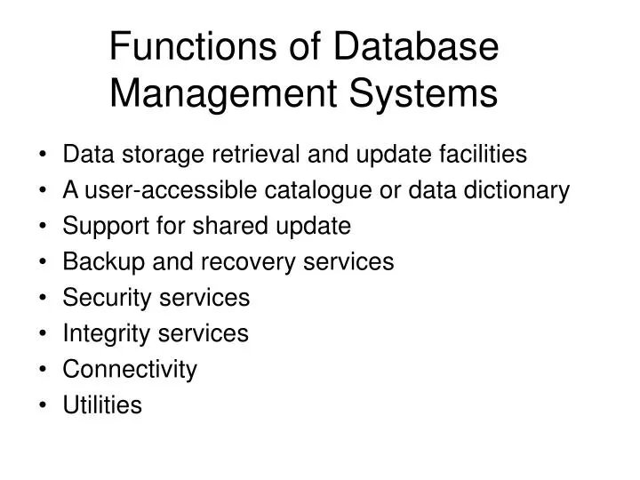 functions of database management systems