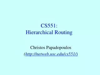 CS551: Hierarchical Routing