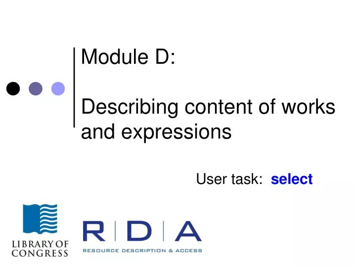 module d describing content of works and expressions