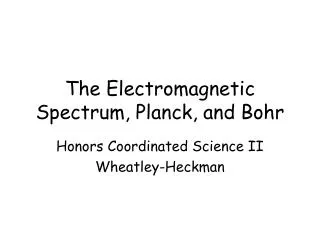 The Electromagnetic Spectrum, Planck, and Bohr