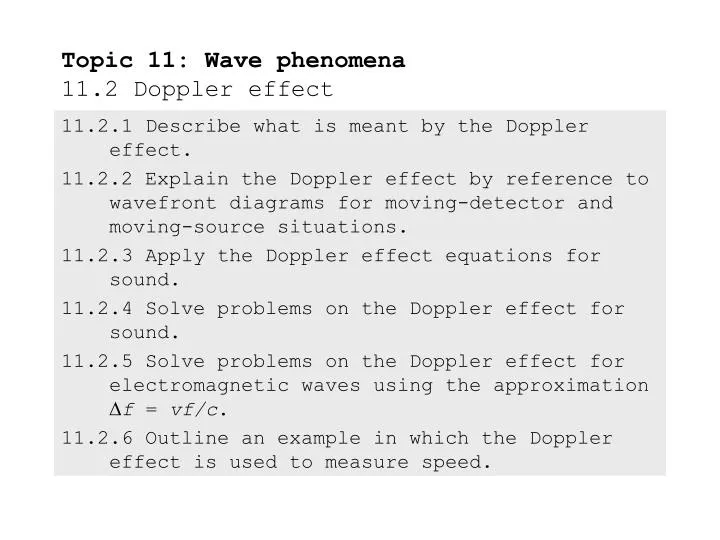 topic 11 wave phenomena 11 2 doppler effect