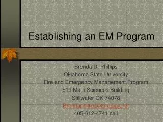 Establishing an EM Program