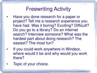 Freewriting Activity
