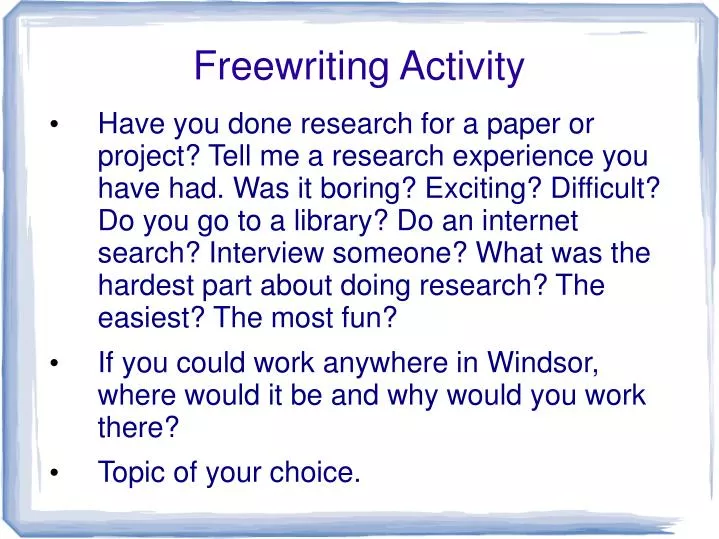 freewriting activity