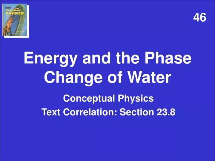 energy and the phase change of water