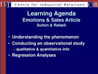 Learning Agenda Emotions &amp; Sales Article Sutton &amp; Rafaeli