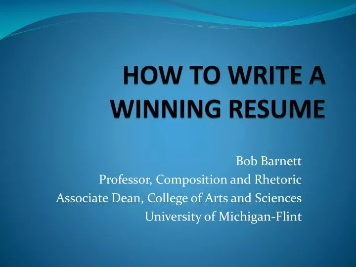 how to write a winning resume