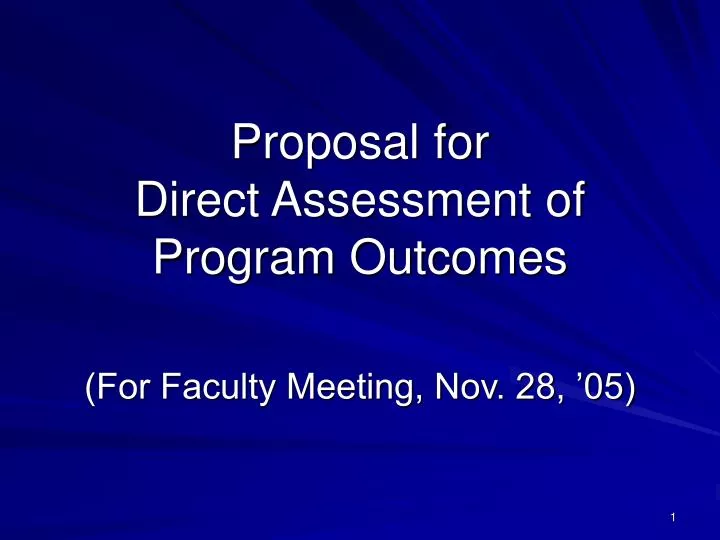 proposal for direct assessment of program outcomes