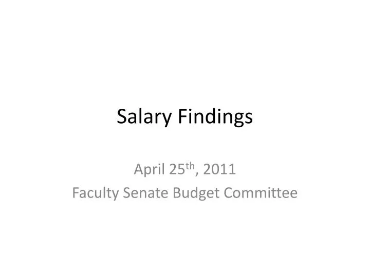 salary findings