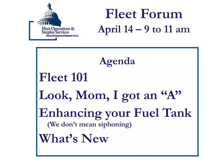 fleet forum april 14 9 to 11 am