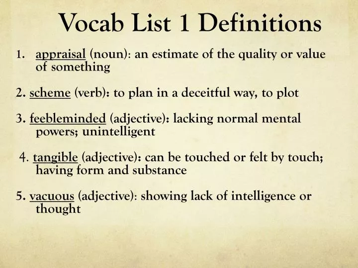 vocab list 1 definitions