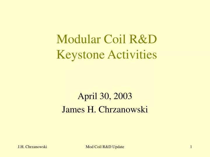 modular coil r d keystone activities