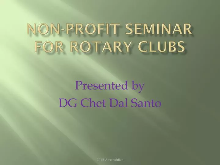 non profit seminar for rotary clubs