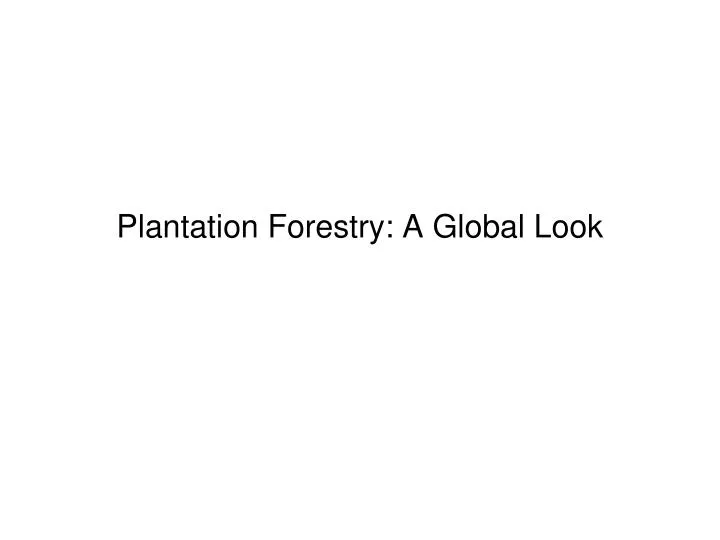 plantation forestry a global look