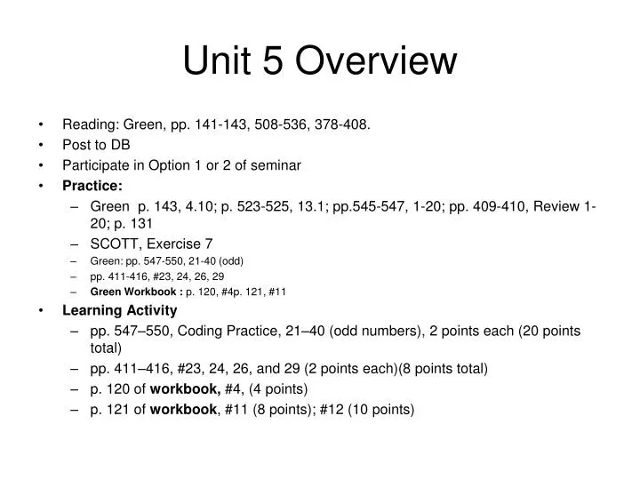 unit 5 overview