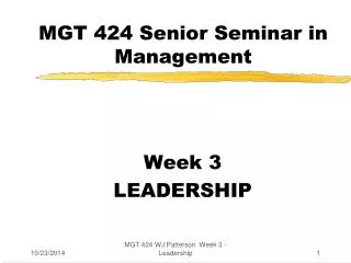 MGT 424 Senior Seminar in Management