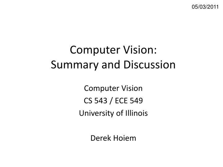 computer vision summary and discussion