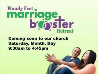Coming soon to our church Saturday, Month, Day 9:30am to 4:45pm