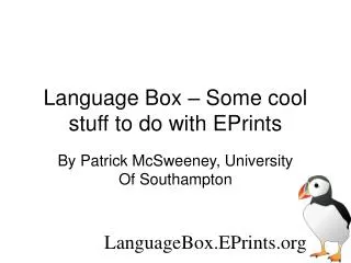 Language Box – Some cool stuff to do with EPrints