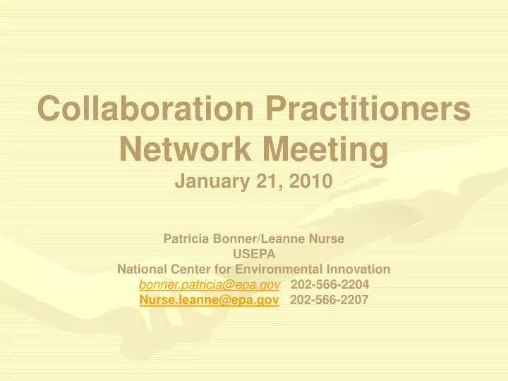 collaboration practitioners network meeting january 21 2010