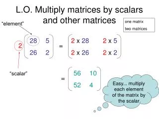 L.O. Multiply matrices by scalars and other matrices