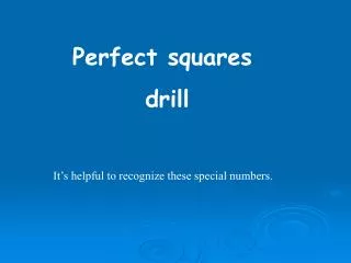 Perfect squares drill