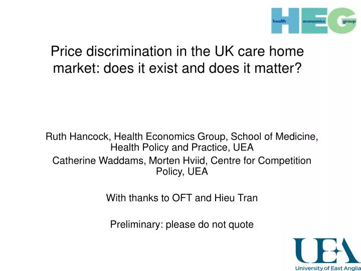 price discrimination in the uk care home market does it exist and does it matter
