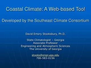 Coastal Climate: A Web-based Tool Developed by the Southeast Climate Consortium