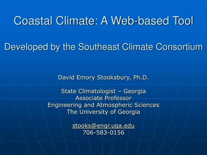 coastal climate a web based tool developed by the southeast climate consortium