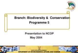 Branch: Biodiversity &amp; Conservation Programme 5