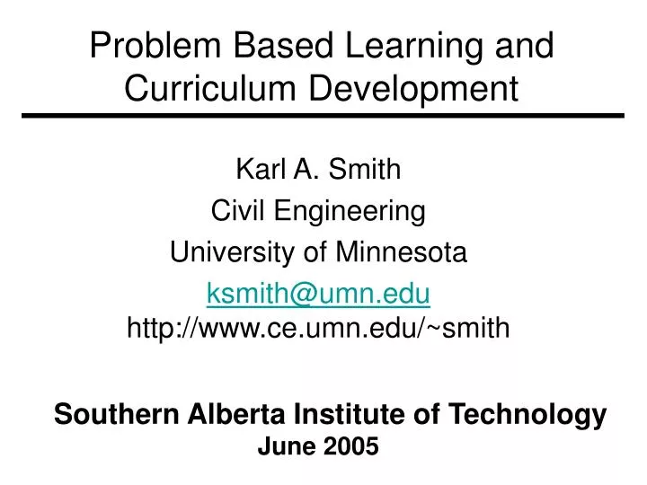 problem based learning and curriculum development
