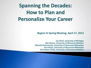 Spanning the Decades: How to Plan and Personalize Your Career