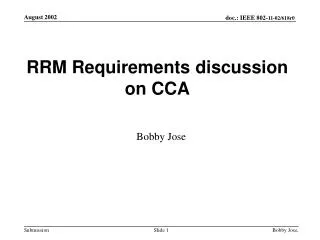 RRM Requirements discussion on CCA