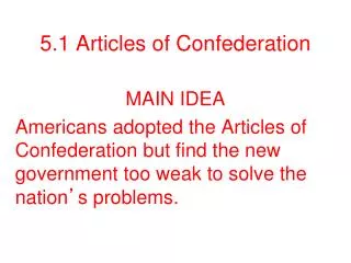 5.1 Articles of Confederation