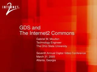 GDS and The Internet2 Commons