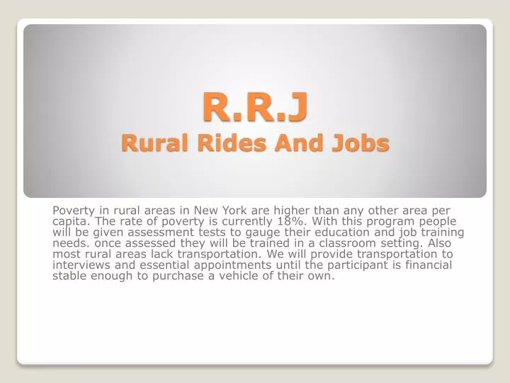 r r j rural rides and jobs
