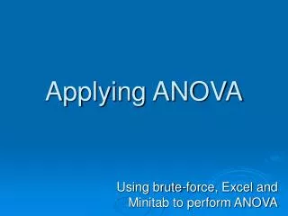 Applying ANOVA
